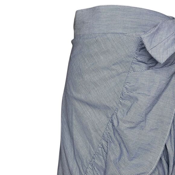 NWT New York & Company Blue Wrap Around Maxi Skirt Size M Striped Ruffle - Picture 2 of 13